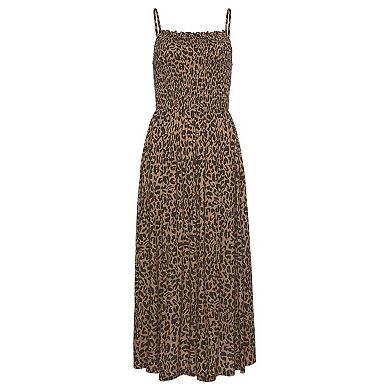 Lascana Women's Smocked Leopard Print Dress