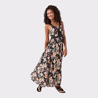 Lascana Women's Crochet Detail Floral Maxi Dress