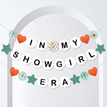 The Life of a Party Banner, Orange & Green In My Showgirl Era Decor, Friendship Bracelet, 28 pc