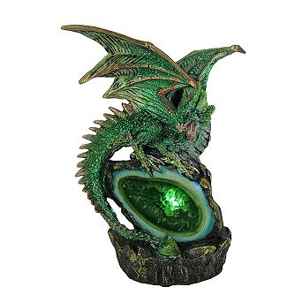 Glittery Green Wicked Dragon Color Changing LED Geode Statue