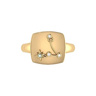 Pisces Aquamarine & Diamond Signet Ring