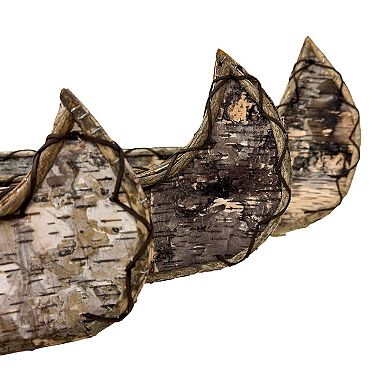 Set of 3 Birch Bark Canoe Statues 36in Rustic Wood Table Shelf Decor