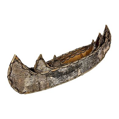 Set of 3 Birch Bark Canoe Statues 36in Rustic Wood Table Shelf Decor