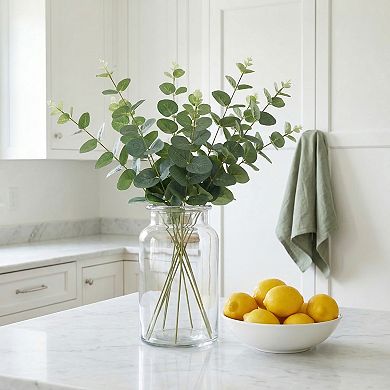 10 Pcs Artificial Eucalyptus Stems Plastic Greenery Stems for Home Decor 13"H