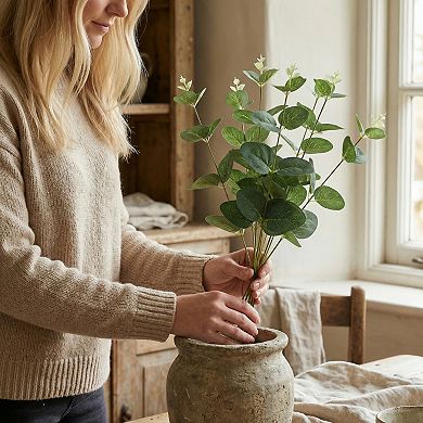 10 Pcs Artificial Eucalyptus Stems Plastic Greenery Stems for Home Decor 13"H