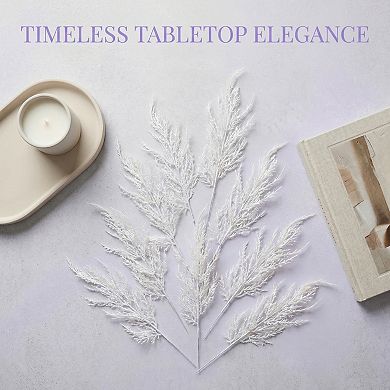 12 Pcs Artificial Pine Branches 13.8" Tall Faux 5-Fork Pine Needle Picks Realistic PE Greenery Stems