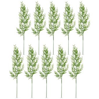 12 pc Artificial Pine Branches 13.8" Tall Faux 5-Fork Pine Needle Picks Realistic PE Greenery Stems