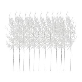 12 pc Artificial Pine Branches 13.8" Tall Faux 5-Fork Pine Needle Picks Realistic PE Greenery Stems