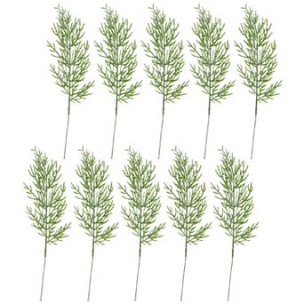 12 pc Artificial Pine Branches 13.8" Tall Faux 5-Fork Pine Needle Picks Realistic PE Greenery Stems