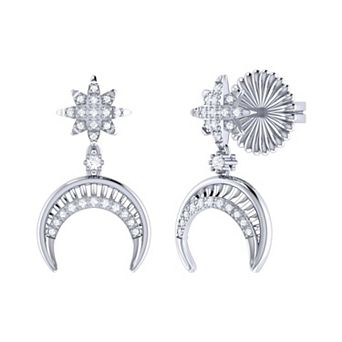 North Star Moon Crescent Diamond Earring