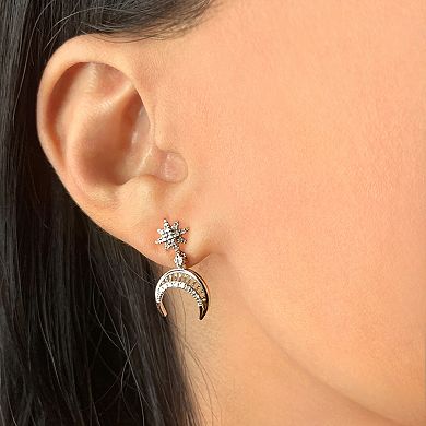North Star Moon Crescent Diamond Earring