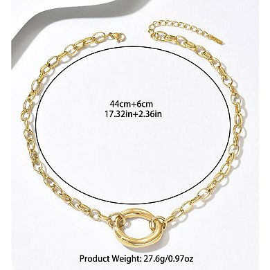 Minimalist Stainless Steel Geometric Circle Necklace for Women Versatile for Work & Everyday Wear