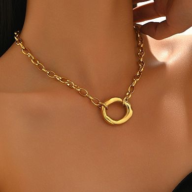 Minimalist Stainless Steel Geometric Circle Necklace for Women Versatile for Work & Everyday Wear