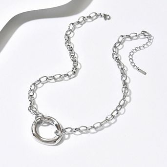 Minimalist Stainless Steel Geometric Circle Necklace for Women Versatile for Work & Everyday Wear