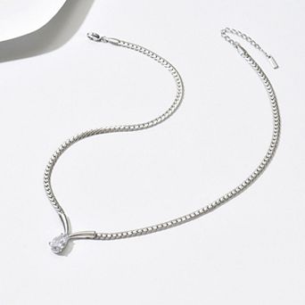 Teardrop Zirconia Curb Chain Necklace for Women, Daily & Versatile Use, Easy to Wear