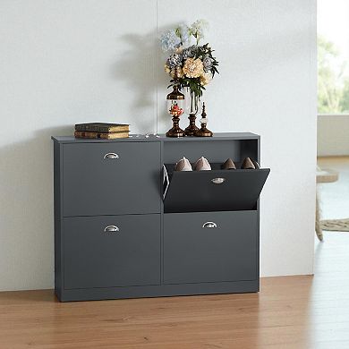 Lufeiya Slim 4-Drawer Shoe Cabinet with Flip Doors, for Entryway, Hallway