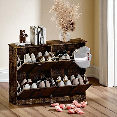 Lufeiya Slim 4-Drawer Shoe Cabinet with Flip Doors, for Entryway, Hallway