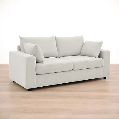 Lufeiya 71 Inch Upholstered Sofa with Deep Seat Cushions, Removable Pillows, Compact Couch
