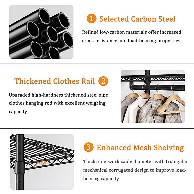 Lufeiya Heavy Duty Clothes Garment Rack with Adjustable Shelves