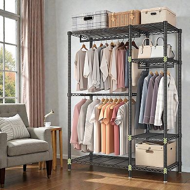 Lufeiya Heavy Duty Clothes Garment Rack with Adjustable Shelves