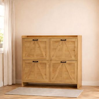 Lufeiya Slim Shoe Cabinet with 4 Flip Drawers for Entryway