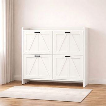 Lufeiya Slim Shoe Cabinet with 4 Flip Drawers for Entryway