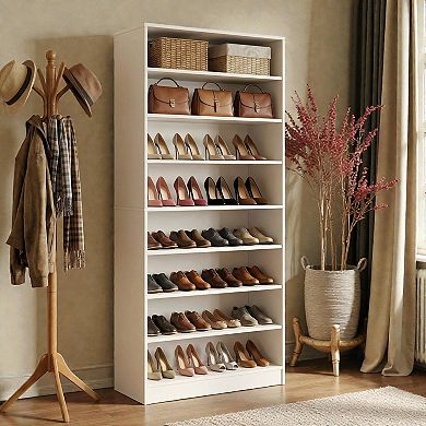 Lufeiya 9 Tier Shoe Cabinet with Adjustable Shelves and Open Storage