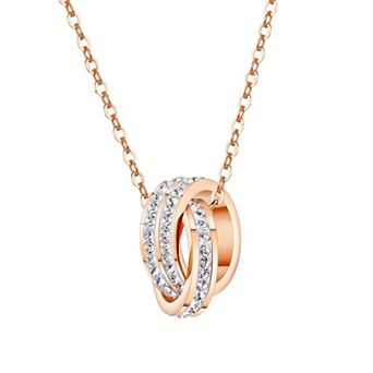 Rose Gold Interlocking Circle Necklace for Women Cubic Zirconia Jewelry for Everyday Wear
