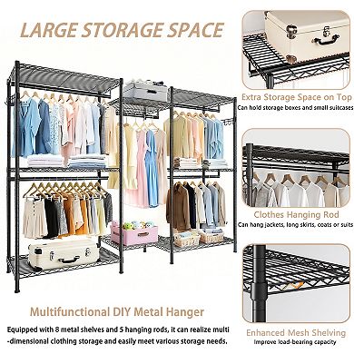 Lufeiya Heavy Duty Garment Rack with Adjustable Shelves