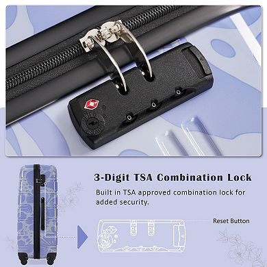 3 pcs Hardshell Luggage Sets, Lightweight Printing Luggage Carry on, with TSA Lock & Spinner Wheels