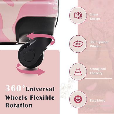 3 pcs Hardshell Luggage Sets, Lightweight Printing Luggage Carry on, with TSA Lock & Spinner Wheels