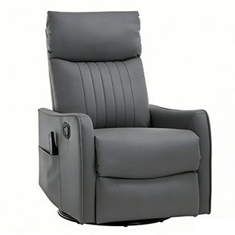 CEWOR Heated Massage Recliner Chair, 360° Swivel Rocker Manual Recliner with Vibration