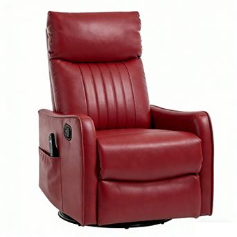 CEWOR Heated Massage Recliner Chair, 360° Swivel Rocker Manual Recliner with Vibration