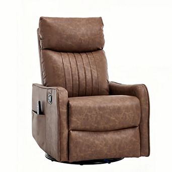 CEWOR Heated Massage Recliner Chair, 360° Swivel Rocker Manual Recliner with Vibration