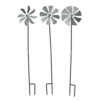 41 Inch Metal Kinetic Wind Spinner Garden Stakes Outdoor Decorations Set of 3