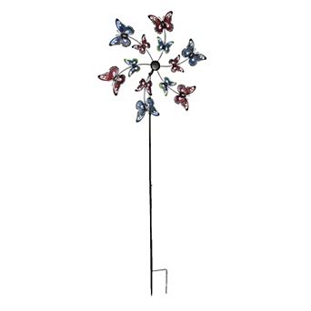 Laser Cut Metal Butterfly Garden Twirler Wind Spinner Stake 72 in High
