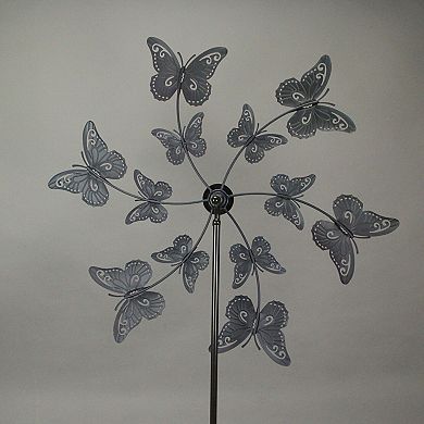 Laser Cut Metal Butterfly Garden Twirler Wind Spinner Stake 72 Inches High