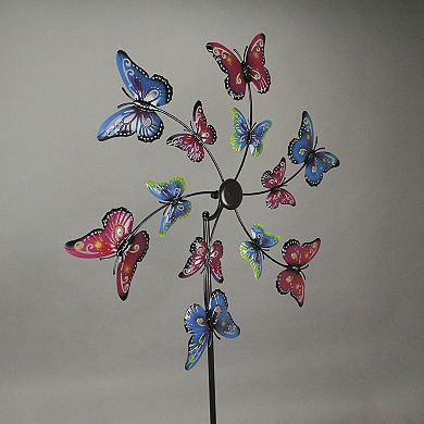 Laser Cut Metal Butterfly Garden Twirler Wind Spinner Stake 72 Inches High