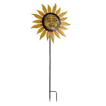 Smiling Face Sunflower Garden Twirler Wind Spinner Stake 71.5 in High