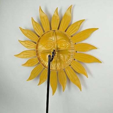 Smiling Face Sunflower Garden Twirler Wind Spinner Stake 71.5 Inches High