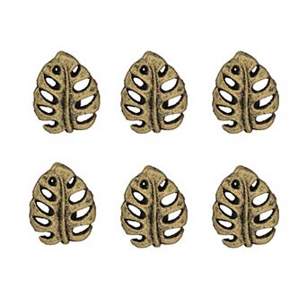 Set of 6 Gold Cast Iron Monstera Leaf Drawer Pulls Decorative Cabinet Knobs