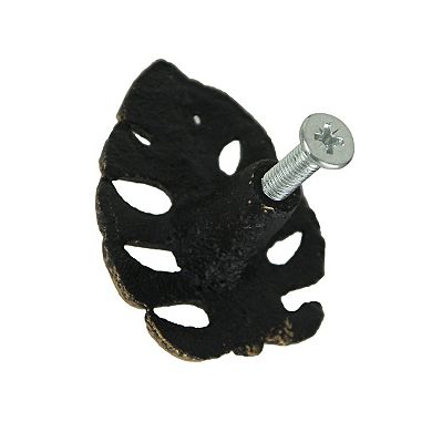 Set of 6 Gold Cast Iron Monstera Leaf Drawer Pulls Decorative Cabinet Knobs