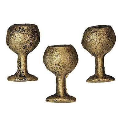Antique Gold Finish Cast Iron Wine Glass Cabinet Knob Drawer Pulls Set of 6