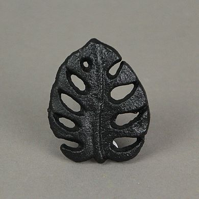 Set of 6 Black Cast Iron Monstera Leaf Drawer Pulls Decorative Cabinet Knobs