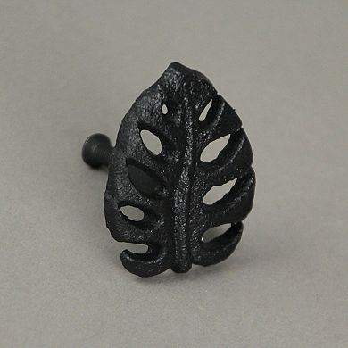 Set of 6 Black Cast Iron Monstera Leaf Drawer Pulls Decorative Cabinet Knobs