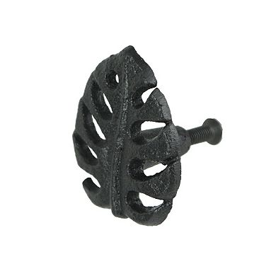 Set of 6 Black Cast Iron Monstera Leaf Drawer Pulls Decorative Cabinet Knobs