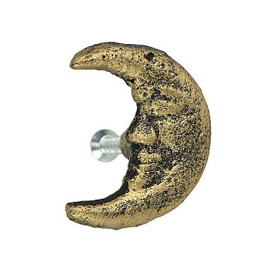 Set of 6 Gold Cast Iron Crescent Moon Face Drawer Pulls Decorative Cabinet Knobs