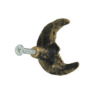 Set of 6 Gold Cast Iron Crescent Moon Face Drawer Pulls Decorative Cabinet Knobs