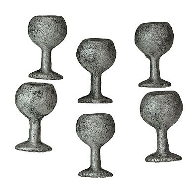 Antique Silver Finish Cast Iron Wine Glass Cabinet Knob Drawer Pulls Set of 6