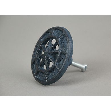 Set of 12 Dark Blue Cast Iron Cabinet Hardware Knobs Compass Rose Drawer Pulls